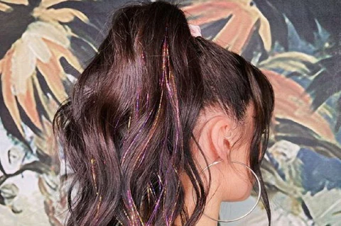 Close up of delicate individual hair tinsel strands