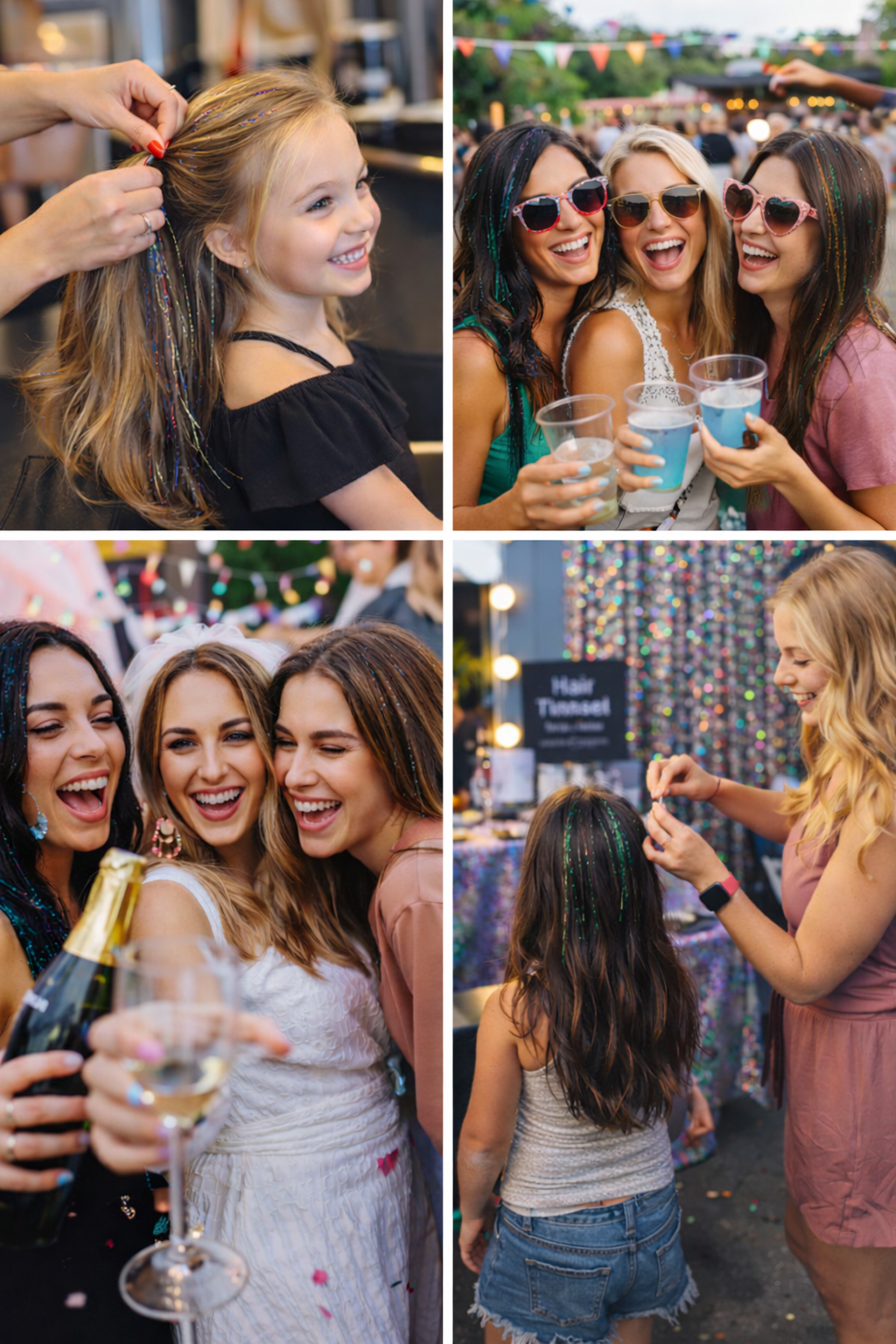 Hair tinsel party — girls night out with sparkle hair Prescott AZ